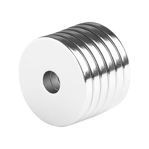 1 x 1//4 Inch Neodymium Rare Earth Countersunk Ring Magnets N52 4 Pack